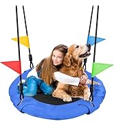 Odoland 30 inch Kid Tree Swing, Outdoor Small Saucer Swing - 900D Waterproof Oxford Platform Swin...