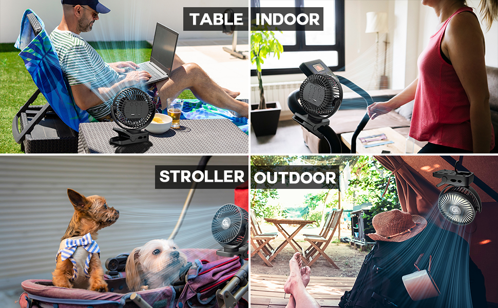 360 degree rotation clip on fan for camping tent, office desk, home table, bedroom