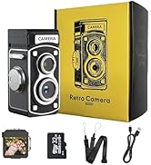 LENANE Mini Vintage Digital Camera - 1080P FHD Retro TLR Style Point and Shoot Auto Focus, Compac...