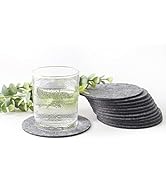 Set of 12 Felt Gray Drink Coasters 4x4 inches - Round Coaster for Drinks Absorbent - Cup Mats - P...