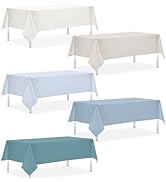 54 x 108 Inch Dusty Blue Tablecloths-5Pcs Boho Light Blue Themed Plastic Table Covers for Birthda...