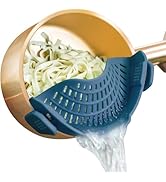 AUOON Clip On Strainer Silicone for All Pots and Pans, Pasta Strainer Clip on Food Strainer for M...