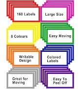 6 x 4 inch Large Moving Labels for Boxes, Blank Moving Boxes Labels Stickers, 160pcs 8 Color Code...