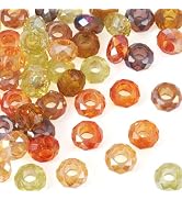 Craftdady 56Pcs Mixed Color Yellow Theme Glass Beads Large Hole Rondelle Beads Faceted Glass Spac...