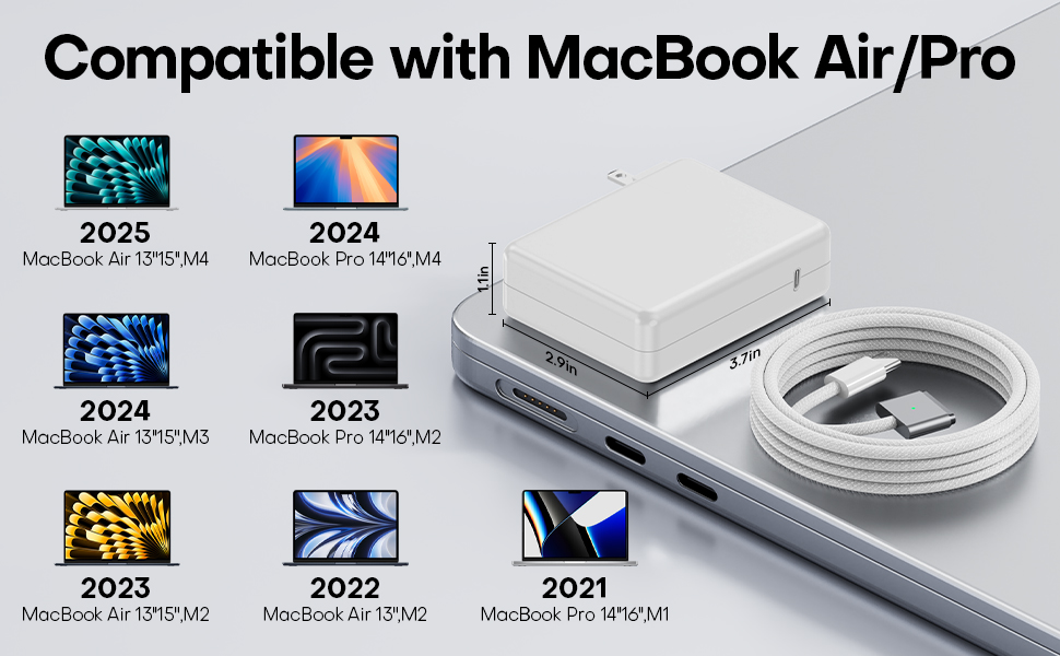 MacBook Pro 16 14 inch Mac Air 15 13 inch 2025 Fast Laptop Charger Power 6.6FT Type C to Magnetic 3