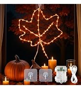 YOUNGAR Thanksgiving Window Lights,64Led Battery/USB Operated Maple Leaves for Fall Decor, 8Modes...