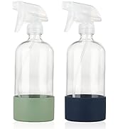 HOMBYS Clear Glass Spray Bottles with Silicone Sleeve 2pcs