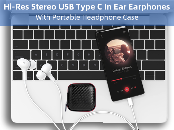  usb c headphones wired sport earbuds