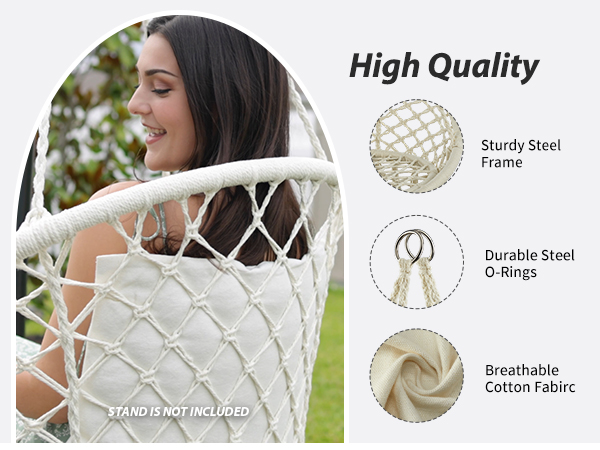 JoyView Macrame Hanging Swing Chair-4