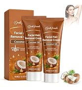 2Pcs Coconut Oil Hair Remover Cream,Coconut Hair Removal Cream,Coconut Oil Facial Cream,Facial Ha...