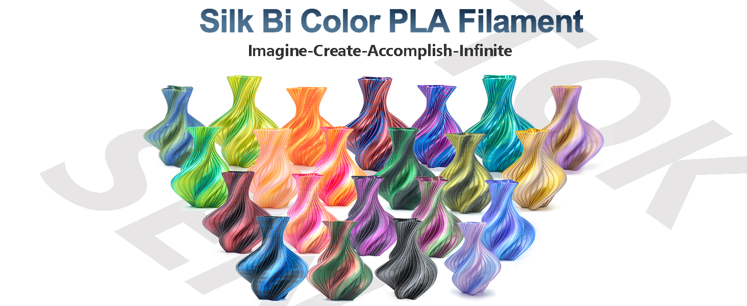 Toksen3D printing filament PLA PETG TPU gradient bi dual tri color rainbow filament