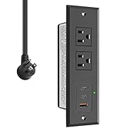 CCCEI Recessed Power Strip with Two USB-C Ports, Fast Charging USB A Port Desk Outlet, Black Furn...
