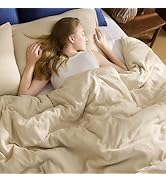 EMME Muslin Cotton Duvet Cover Set Light Tan Queen Size Linen Like Soft Breathable Lightweight Su...