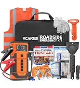 Jump Starter with Air Compressor, VCANENERGY Roadside Emergency Car Kit with 12V Portable Battery...