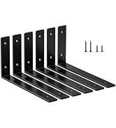 LSK Shelf Brackets 6 Pack, 5mm Thick Heavy Duty Black L Bracket for Floating Shelves( L 10" × H 5...