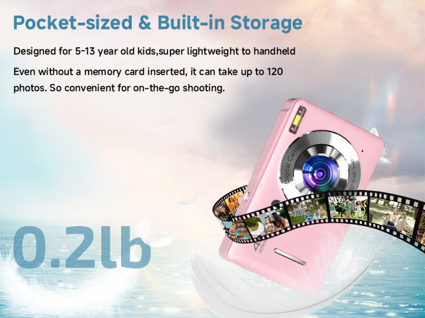 Pink Digital Camera for Kids Lightweight Camera