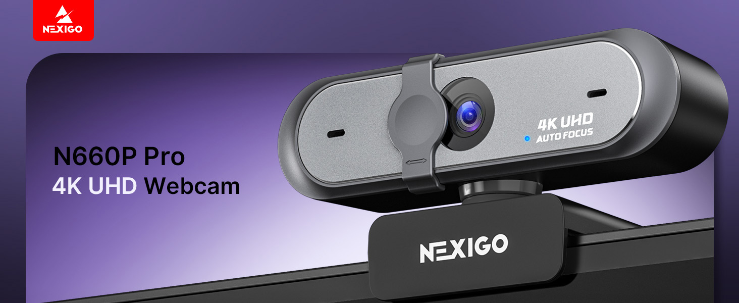 The N660P Pro 4K UHD webcam is mounted on a desktop computer.