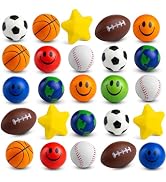 Bulk Mini Stress Balls for Kids (25 Pack) 2-3 Inch Soft Squeezable Squishy Fidget Toys Balls, Var...