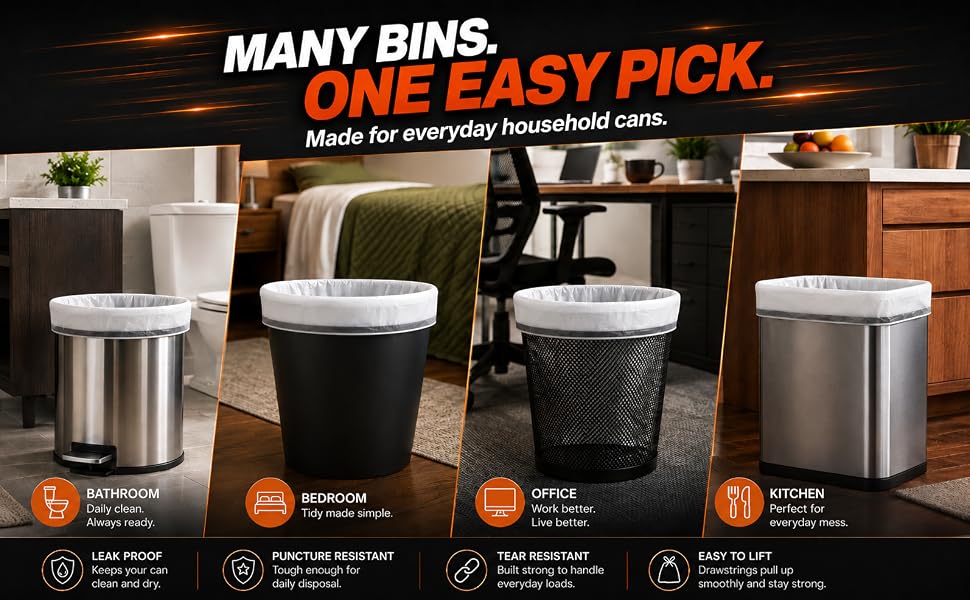 drawstring small trash bags