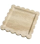 Natural 100% Travertine Vanity Tray Luxury Scalloped Marble Tray, Italian Travertine Tray for Hom...