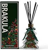 Brakula Christmas Reed Diffuser Set, Fireside Juniper &amp; Balsam Scented, 8 Diffuser Sticks with Ch...