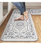 Kitchen Floor Mat Set of 2, Cushioned Anti Fatigue Kitchen Mat 17"x47"+17"x29", Non-Slip Waterpro...
