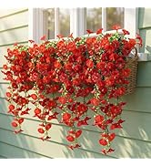 6 Pcs Artificial Hanging Morning Glory for Outdoor Decor, UV Resistant &amp; Fade Proof Faux Flowers ...