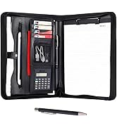 Eshow Leather Portfolio Professional Business Padfolio with Zipper - Interview Resume Notefolio P...