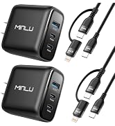 65W USB C Charger Block,MINLU GaN 3-Port Compact Fast PPS Wall Charger with 100W 2 in 1 USB-C to ...