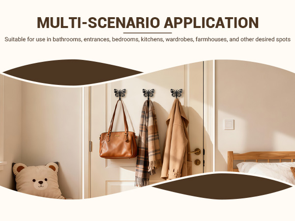 Butterfly Design Wall Hooks for Towel and Coat