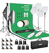 EMART 9 x 10ft Backdrop Support System with Sandbag, Photography Lighting Kit with 2700K/5400K Di...