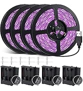 33FT USB Black Lights LED Strip, Battery Operated Black Light Tapestry Light, 300LEDs Blacklight ...