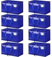 HomeHacks Moving Bags, 8-Pack Heavy Duty with Strong Zippers and Handles Collapsible Moving Suppl...