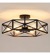 KUZIEG Modern Farmhouse Semi Flush Mount Ceiling Light,Industrial Black Ceiling Lighting Fixture,...