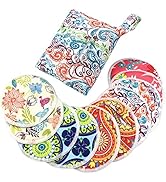 Pinowu Organic Bamboo Nursing Pads - 10 Washable Pads + Wet Bag + Wash Bag, Breastfeeding Nipple ...