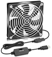 WDERAIR 120mm x 25mm DC 5V Brushless USB PC Case DVR CPU Cooling Fan with 3 Speed Controller for ...