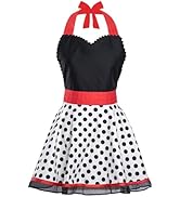 Alex Virtue cute Retro Aprons for Women Girls Cooking Kitchen Cotton Sexy long-lasting Polka Dot ...