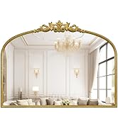 WallBeyond Gold Vintage Mirror for Vanity 32x24 Inch, Gold Antique Mirror with Ornate Frame, Arch...