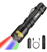 ALONEFIRE X004 Multicolor 4 Color in 1 LED Tactical Flashlight Rechargeable Red Green Blue White ...