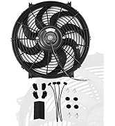 BLACKHORSE-RACING 14" inch Slim Fan Push Pull Electric Radiator Cooling Fans 12V Mount Kit Unvers...