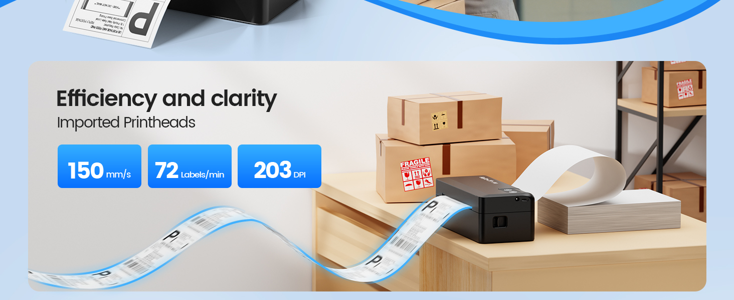Text reads 'Image 5' and 'Efficiency and clarity'. Office or desk setting showing document scanning or processing equipment with explanation text overlay.