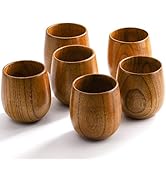 Hiceeden 6 Pack Wooden Tea Cups, 5 Oz Japanese Tea Cups Handmade Natural Wood Water Cup for Drink...