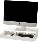 YAMAZAKI Home Tower Monitor Stand With Drawer – Monitor Riser With Storage, Desk Monitor Stand Wi...