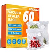HORHIZA Reusable Vacuum Sealer Bags for Food 60 Pcs 8&amp;#34; x 10&amp;#34; and 10&amp;#34; x 11&amp;#34;