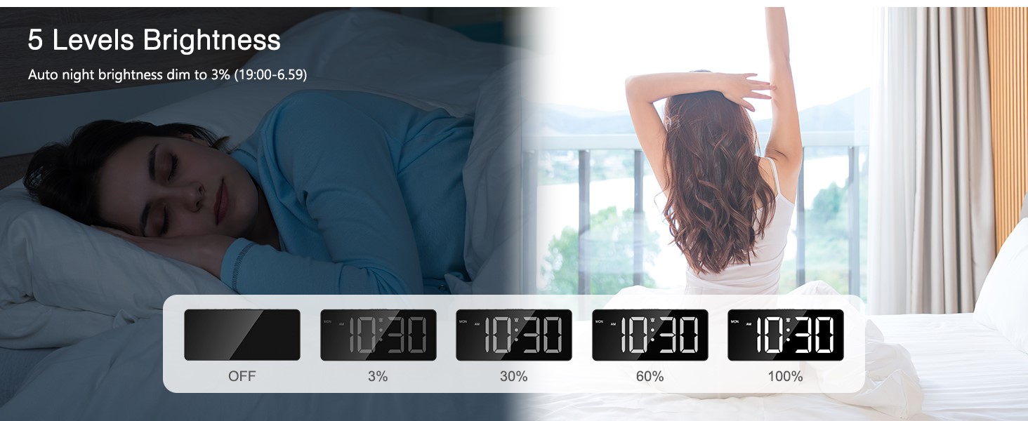 Digital Alarm Clock for Bedroom, LED Alarm Clock