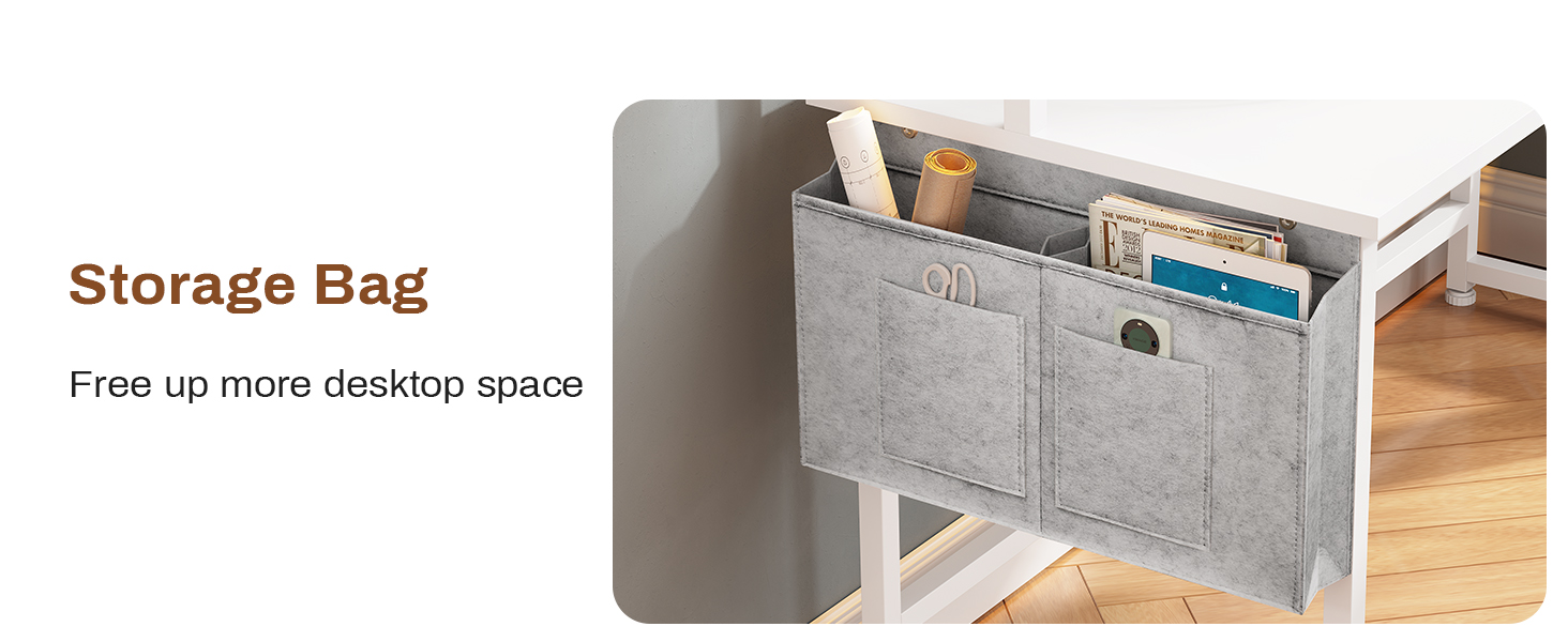 SEDETA White L Shaped Office Desk, 57.5” Corner Computer Desk