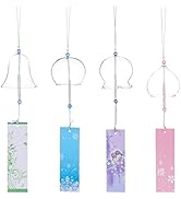BENECREAT 4Pcs 4 Colors Japanese Wind Chimes, Handmade Glass Wind Bells Pendant for Home Garden W...