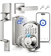TEEHO TE012W-H Built-in WiFi Smart Locks for Front Door, App Remote Control, Fingerprint Keyless ...