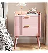 Aenuert Nightstand Modern Bedside Table with 2 Storage Drawer, Small Night Stand, Wooden Sofa Sid...
