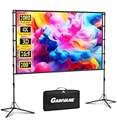 100-Inch Portable Projector Screen with Stand - Indoor Outdoor Movie Screen for Home Theater, Bac...